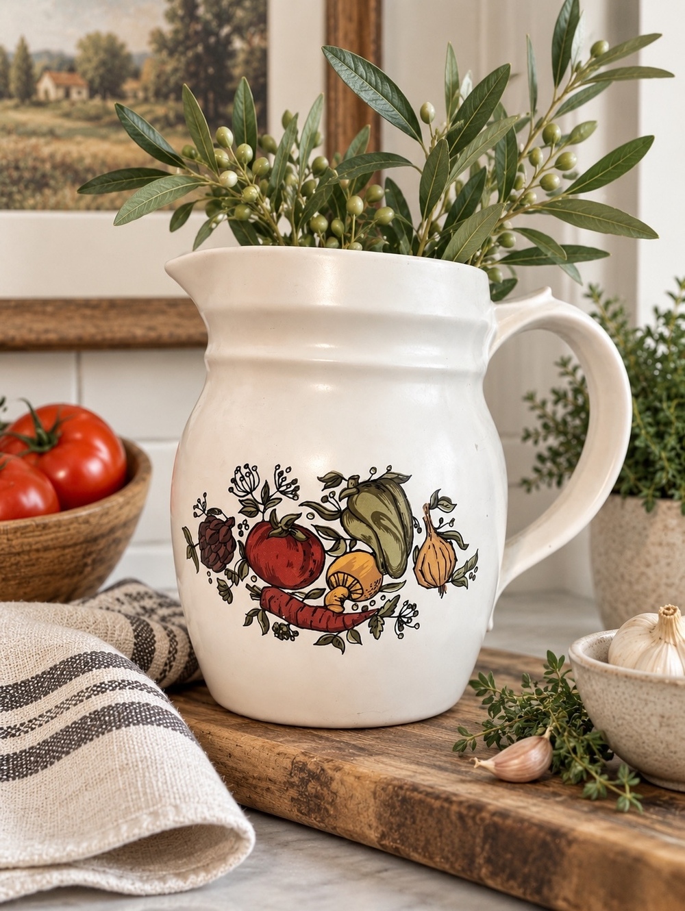 Vintage Spice Delights McCoy Pottery Pitcher #1272 Vegetable Pattern